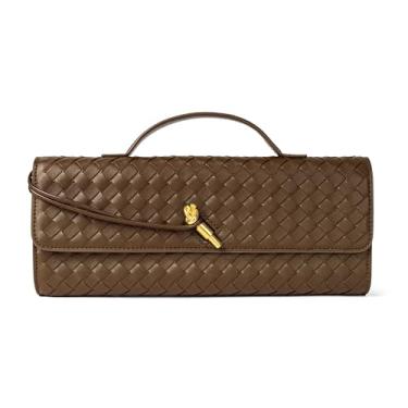 Imagem de Bolsa feminina de tecido para noite, bolsa tiracolo de couro, bolsa formal para noite, Couro trançado Pinus