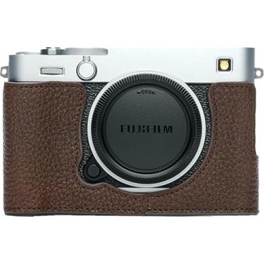 Imagem de Capa para câmera X-E5, capa BMAOLLONGB feita à mão de couro genuíno para câmera Fujifilm X-E5 XE5 versão com abertura inferior + alça de mão (café)