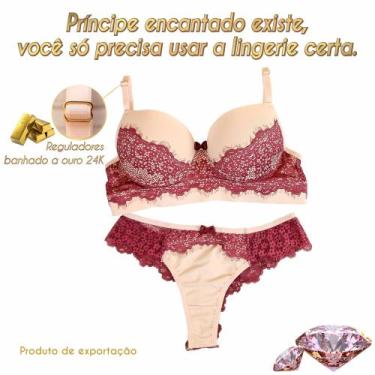Imagem de Conjunto com renda - Nobreza Real Lingerie, Nude, 46