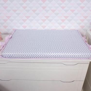 Imagem de Trocador de Bebê Chevron Rosa - Giz de Cor