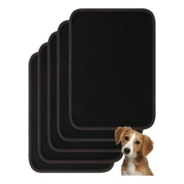 Imagem de Kit 5 Tapetes Higiênico Lavável Preto 50x70cm Para Cachorro - FlocosPe