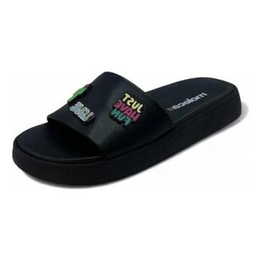 Imagem de Chinelo Moleca Slide Com Emoji, 36, Preto
