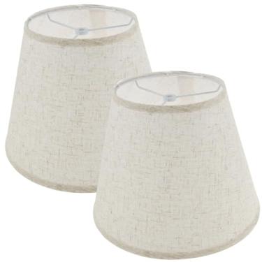 Imagem de Conjunto de 2 telas de tecido de linho para candeeiro de mesa, candeeiro de pé, candeeiro de noite moderno, abajur de substituição para sala de estar, quarto (2, linho)