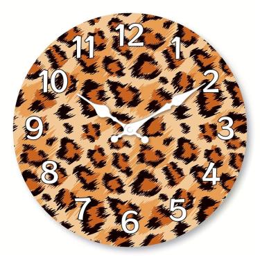 Imagem de Relógio de parede com estampa de leopardo sem tique-taque silencioso de 12 polegadas