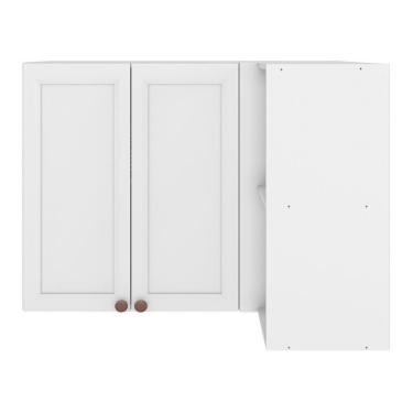 Imagem de Armário Aéreo Canto Reto Unna 2 Portas Com Nichos Branco - Poliman Móveis Branco