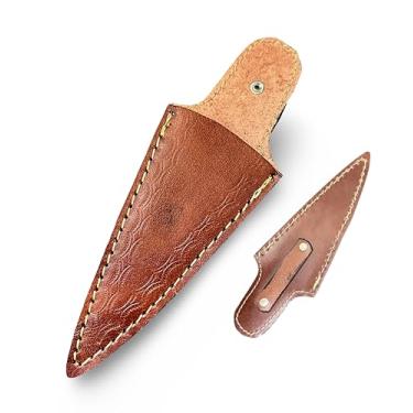 Imagem de Bainha de couro marrom de vaca para faca escocesa Sgian Dubh – 21 cm com alça de cinto e design de furador