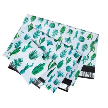 Imagem de RUSPEPA Sacos de envio Poly Mailers Spring Cactus Design 2,3 e 3 Mil Envelopes de envio autovedantes resistentes - pacote com 30 - 15 x 23, 25 x 33, 30 x 35 centímetros