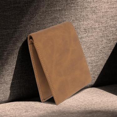 Imagem de Carteira masculina fina com bolso frontal minimalista com vários compartimentos, organizador compacto de viagem para negócios, Caqui, Casual