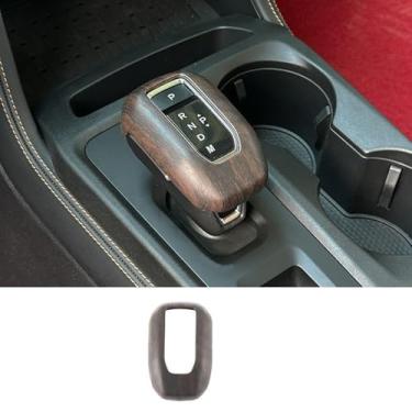 Imagem de HAGEZA Padrão de fibra de carbono ABS console médio manípulo de mudança de marchas guarnição para For-d Ranger 2023 2024 2025 2026 (grão de madeira)