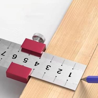 Imagem de 1 peça de rolhas de régua de carpinteiro de liga de alumínio, régua de aço, escriba de precisão e medidor de marcação, para marcenaria e medição de 15 cm