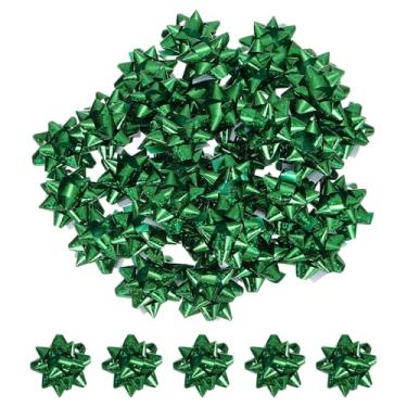 Imagem de PATIKIL Mini laços de presente de estrela de 3,8 cm, 100 peças, pequenos laços autoadesivos de embrulho a laser de Natal para festas de aniversário, casamentos e festas de aniversário, verde