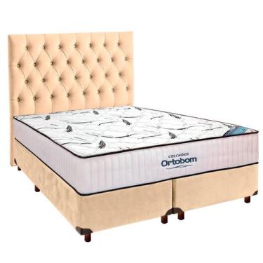 Imagem de Cama Box Perola+Colchão Queen High Foam Ortobom + Cabeceira
