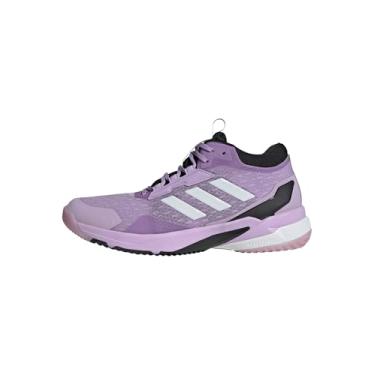 Imagem de adidas Crazyflight 6 Tênis feminino de cano médio para uso interno, Ameixa em pó/zero metálico/preto, 43