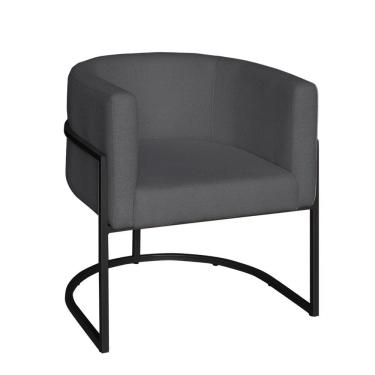 Imagem de Poltrona Base Industrial Preto Sala De Estar Lety Veludo S05 - D'rossi Cor Grafite