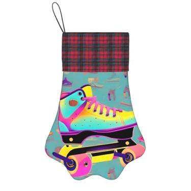 Imagem de Patins coloridos estampados meias de Natal animais de estimação decoração de natal cães gatos árvore decoração doce presente conveniente