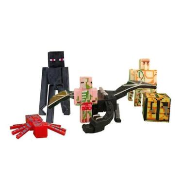 Imagem de Minecraft Kit Dragão Ender 5 Bonecos + Bloco Bed Wars - Genérico