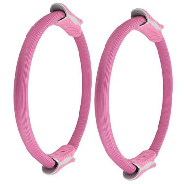 Imagem de KIMISS 2pcs Yoga Circle Pilates Ring – Roda de Resistência de Fitness Com Cabo Duplo para Treinamento de Força e Modelagem Corporal Em Casa, Academia ou Escritório (Rosa)