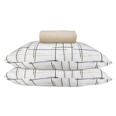 Imagem de Jogo de Lençol KazzaVip Queen Malha 100% Algodão Lençol com Elástico B