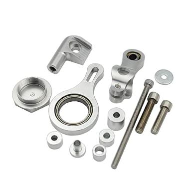 Imagem de MGTCAR Motocicletas de alumínio com acabamento CNC estabilizar o suporte do amortecedor de direção suporte suporte para Yamaha YZF R6 YZF-R6 (suporte prata)