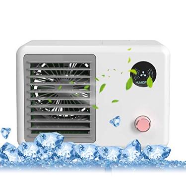 Imagem de Resfriador de Ar para Desktop USB Ventilador Pessoal Silencioso Resfriamento 3 Velocidades com Neblina Luz Ambiente LED Casa Quarto Escritório Portáti