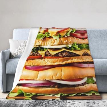 Imagem de Cobertor grande ultra macio com estampa engraçada de padrão alimentar, perfeito para cama, sofá e viagens, manta de flanela aconchegante e quente