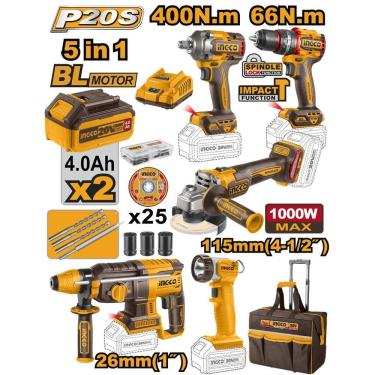 Imagem de Super Combo 5 Em 1 Ingco 20V Com Maleta De Rodas Ckli2059-9