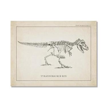 Imagem de Arte de parede de esqueleto de dinossauro vintage, paleontologia, pôsteres em tela, fósseis de dinossauro, impressões artísticas, esboços, fotos, decoração de quarto de menino (SKU1,8 x 30,5 cm = (20