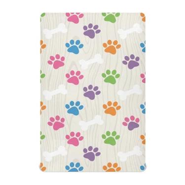 Imagem de SEHANY Lençol de berço fofo com estampa de pata de cachorro para meninos e meninas, macio, respirável, elástico, lençol com elástico padrão para bebês de 68 x 99 cm