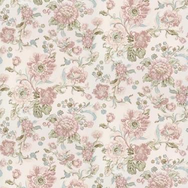 Imagem de Papel de parede damasco floral vintage, rosa azul verde, autoadesivo removível, cobertura de parede decorativa à prova d'água, 17,3 x 118 polegadas