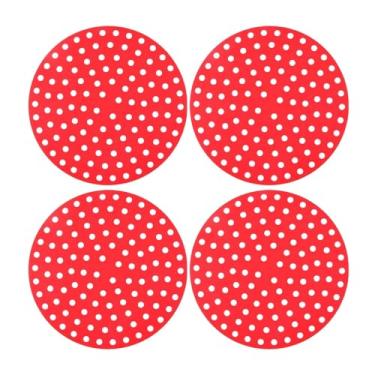 Imagem de Kit 4un Protetor De Fogão Indução de Silicone Tapete Fogão Indução Redondo Preto/Vermelho (Vermelho)