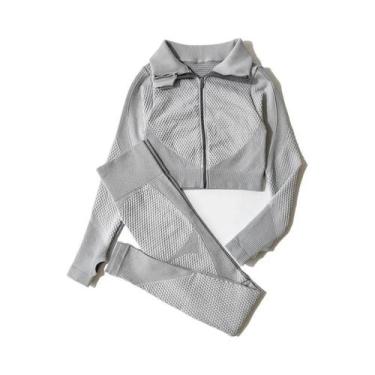 Imagem de Conjunto De Yoga Sem Costura Para Mulheres 2/3 Peças Com Top Cropped D