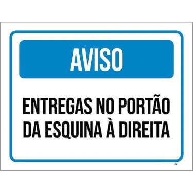 Imagem de Kit 10 Placa Acm Aviso Entregas Portão Esquina Direita 18X23 - Sinaliz