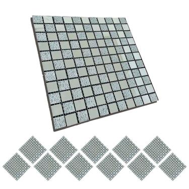 Imagem de Pastilha De Vidro Kit 11 Uni Autocolante Parede Cozinha Banheiro Decorativa Facil Aplicacao Reforma Requinte Moderna