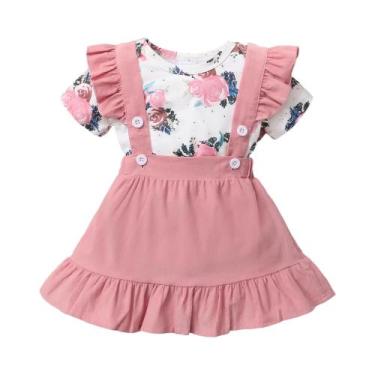 Imagem de Conjunto De Verão Para Bebês Meninas, 3 Peças, Body Floral, Saia Com A