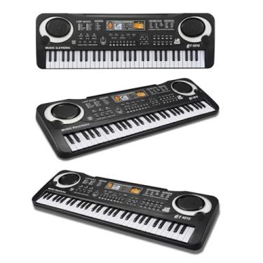 Imagem de Teclado Musical Infantil Eletrônico Digital Preto com Sons Educativos Instrumento de Aprendizagem Funciona na Tomada