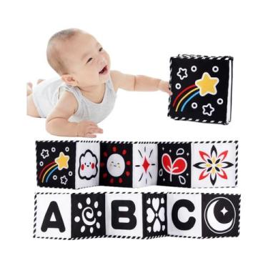 Imagem de Livros Sensoriais De Pano Preto E Branco Para Bebês De 0 a 36 Meses, B