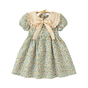 Imagem de Vestido Floral De Verão Para Meninas Com Laço, Vestido Princesa Com Ma