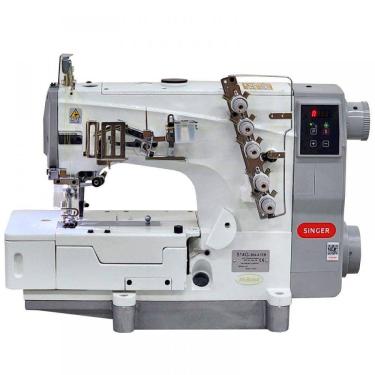 Imagem de Máquina de Costura Industrial Galoneira Singer 514G-364-41E Completa com Mesa e Motor Direct Drive
