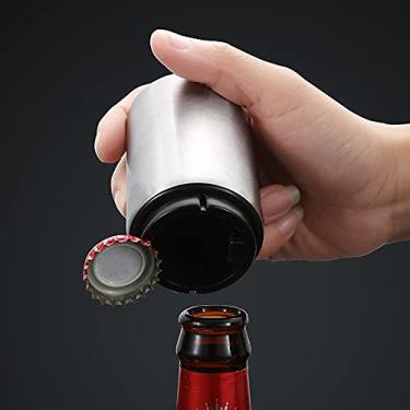 Imagem de Abridor de cerveja com ímã de aço inoxidável, abridor de garrafa de cerveja automático, abridor de empurrar Abridor de cerveja de refrigerante de vinho para cozinha (??)