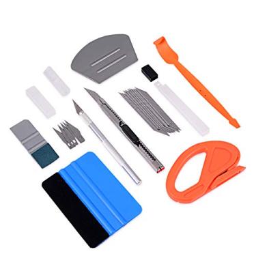 Imagem de Kit de ferramentas de pintura de janela de vinil para carro da Foshio, inclui pequenos esmaltes de cartão de feltro contornado, micromagnético, cortador de vinil, faca utilitária de 9 mm e faca de artesanato para instalação de filmes