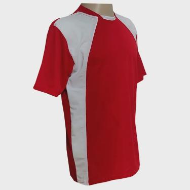 Imagem de Uniforme 20 + 1 Camisa Vermelho/Branco, Calção Branco e Goleiro