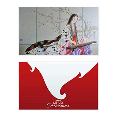 Imagem de Flor de ameixa Beleza Pintura chinesa Feriado Feliz Natal Cartão de parabéns Mensagem de Natal Letra