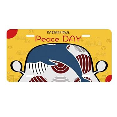 Imagem de Placa de licença com desenho de círculo golfinho ilustrado para decoração de carro Dia da Paz