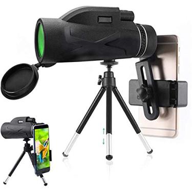 Imagem de Monocular Starscope 80 x 100 de alto rendimiento, telescópio monocular prisma de alto rendimiento, portátil, impermeável, antivaho, com soporte para smartphone y trípode para observação de aves.