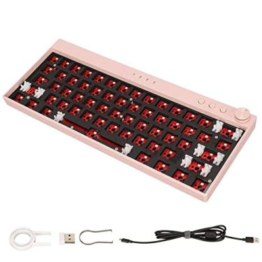 Imagem de Kit DIY de teclado mecânico de 61 teclas, kit de teclado mecânico RGB com luz de fundo com interruptor Hot Swap, kit de teclado mecânico personalizado para jogos para casa, escritório (rosa)