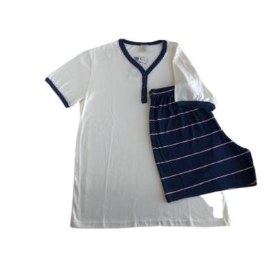 Imagem de Pijama Curto Masculina 7Ay9 Tam M - Hering Camiseta Off White Shorts L