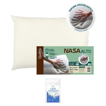 Imagem de Travesseiro NASA Alto Viscoelástico Duoflex 17cm + Capa Protetora Repelente a Líquidos