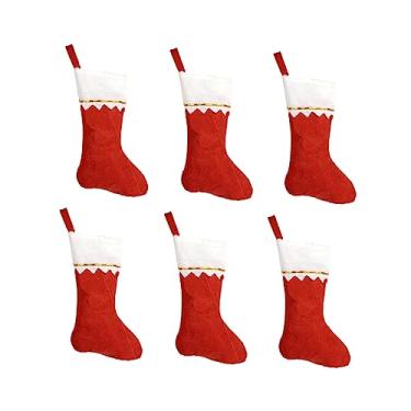 Imagem de GLEAVI 6 Unidades decoração de lareira de natal decoração de árvore de natal decoração de natal decoração natal mini meias de natal saco de meia de natal meias de doces de natal em branco