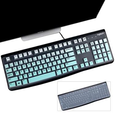 Imagem de 2 peças de capa de teclado para teclado ergonômico Logitech K120 e MK120 Desktop USB ultrafino layout dos EUA - verde menta + transparente