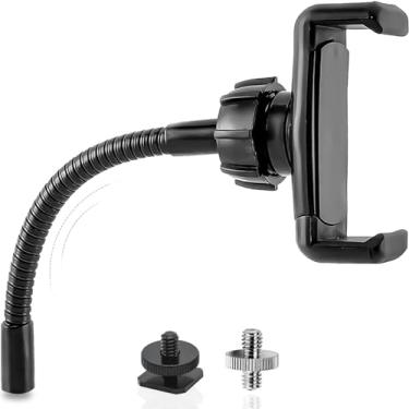 Imagem de Suporte de telefone para anel de luz e tripé com adaptador de rosca fêmea de 0,6 cm, suporte de tripé de telefone flexível com sapata quente removível e conversor de rosca macho de 0,6 cm a 0,6 cm